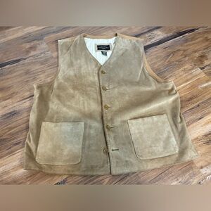 Banana Republic Men’s L Leather Tan Suede Vest Suit Jacket Vintage Retro